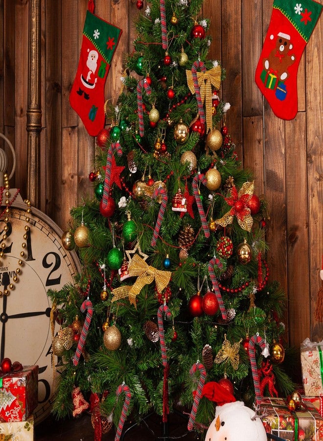 Vertintong 12 Pcs Candy Cane Christmas Ornament Red Fabric Plaid Candy Cane Decorations Rustic Farmhouse Christmas Tree Hanging Decoration for Xmas Crafts Party Favor Indoor Outdoor Decor - Image 4